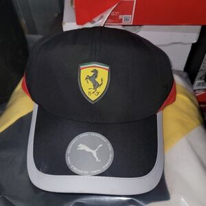 Ferrari Logo Black Cap with Red Accents
